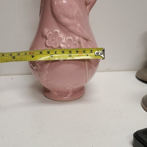 Retro Art Pink Vase Cockatoo Parrot Bird & Dogwoo - Picture 3 of 5